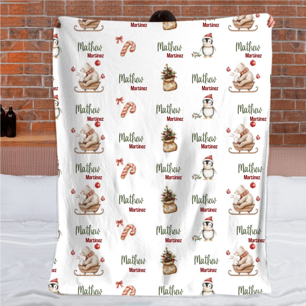 Cozy Christmas Blanket for Kids – Personalized Name Holiday Gift – Soft Premium Fabric