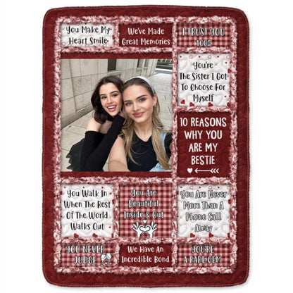 Custom Photo “10 Reasons Why You Are My Bestie” Blanket – Personalized Fleece & Sherpa Blanket