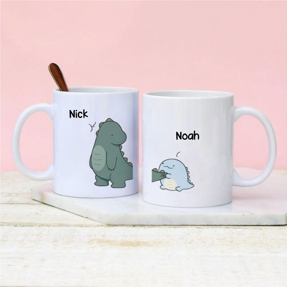 Personalized Dinosaur Couple Mug – Fun and Unique Gift for Boyfriend or Girlfriend