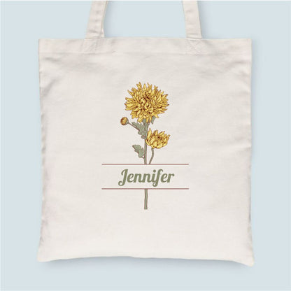 Personalized Birth Month Flower Personalized Tote Bag