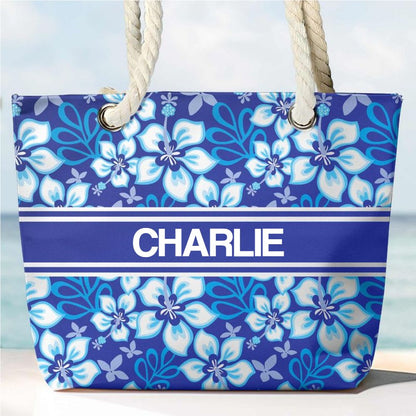 Custom Name Floral Pattern - Personalized Beach Bag