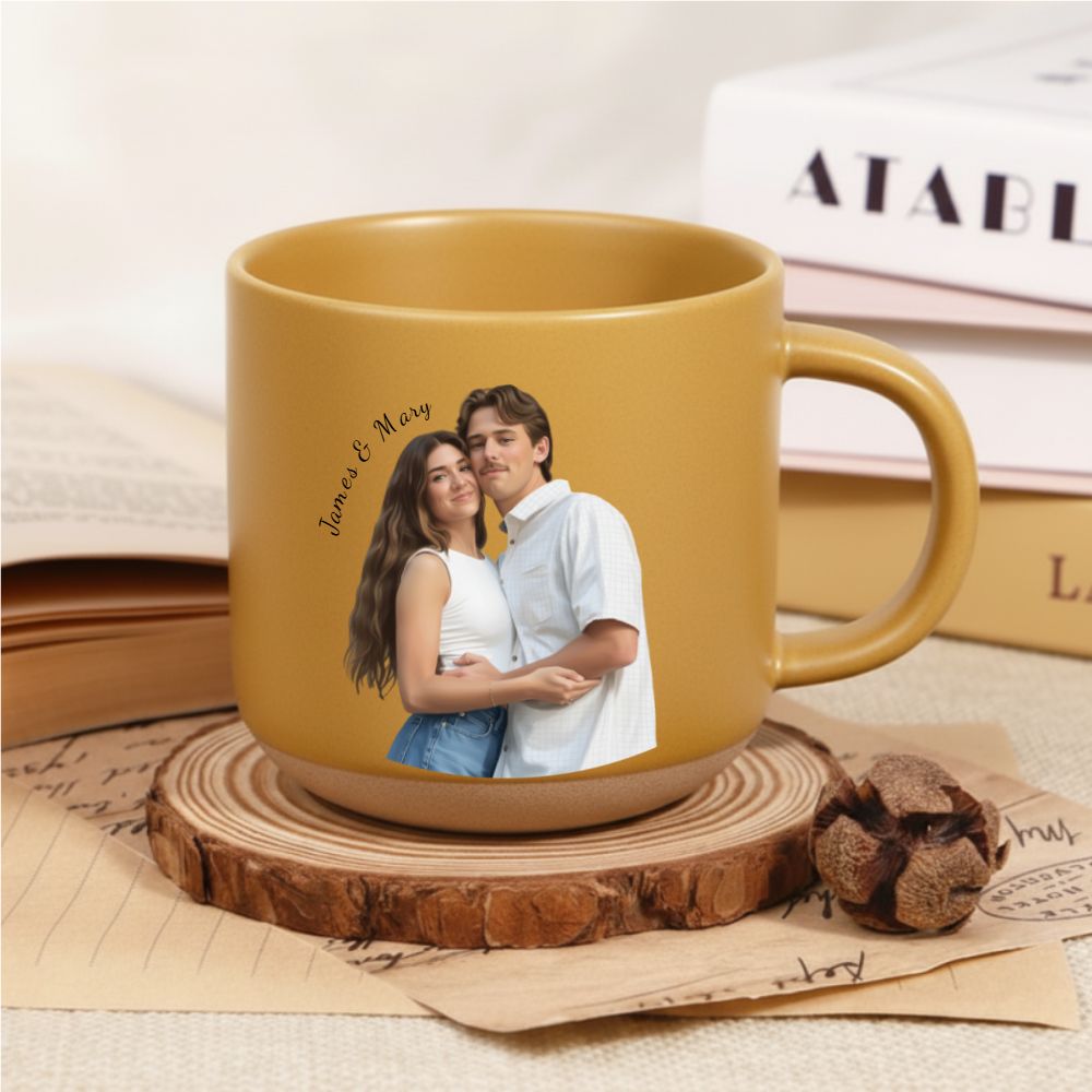 Personalized Digital Painting Portrait Pottery Mug –  A Heartfelt Gift for Couples & Family