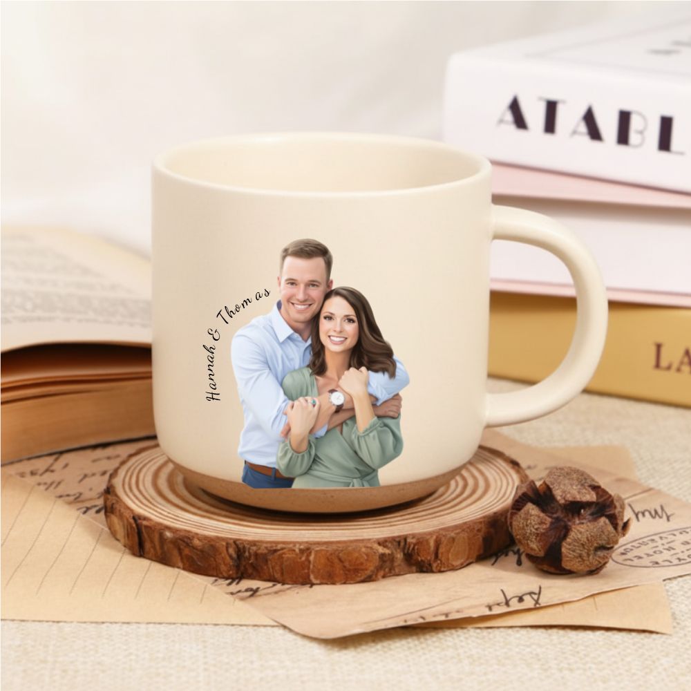 Personalized Digital Painting Portrait Pottery Mug –  A Heartfelt Gift for Couples & Family