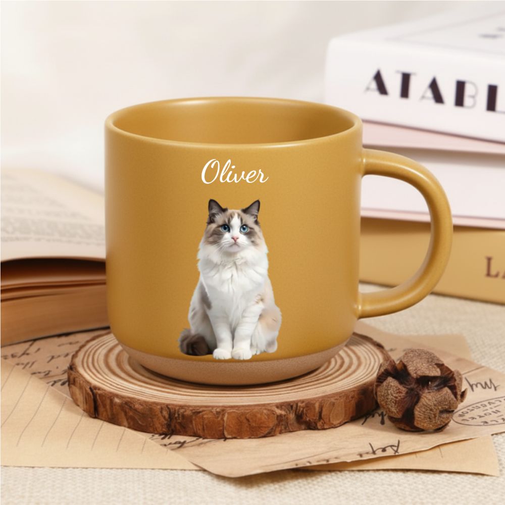 Personalized Digital Painting Pet Pottery Mug – Adorable Coffee Cup Gift for Dog Lovers, Cat Lovers