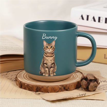 Personalized Cartoon Pet Pottery Mug – Cute Custom Photo Gift for Dog Lovers, Cat Lovers