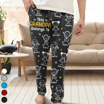 This Grandpa Dad Belongs To Kids Pet - Personalized Pajama Pants