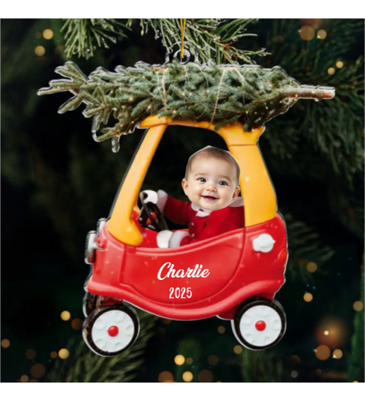 Custom Photo Celebrating The Season With Our Littlest Reason - Family Personalized Custom Ornament - Acrylic Custom Shaped - Christmas Gift For Baby Kids, Newborn Baby, First Christmas