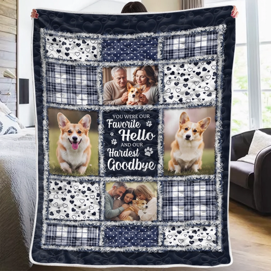 Custom Photo Blanket - Personalized Pet Christmas Memorial Sympathy Gifts For Dogs, Cats - Paws Leave Prints On Our Souls