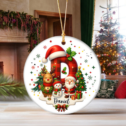 Custom Alphabet Personalized Christmas Ceramic Ornament