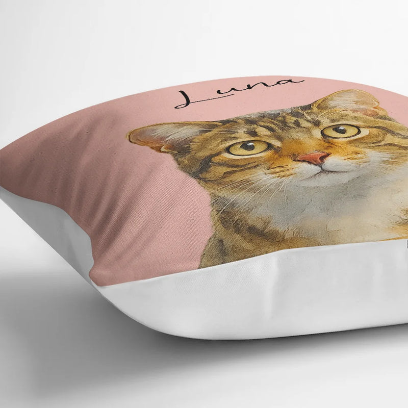Custom Photo Realistic Watercolor Art Dog Cat Pet - Personalized Pillow