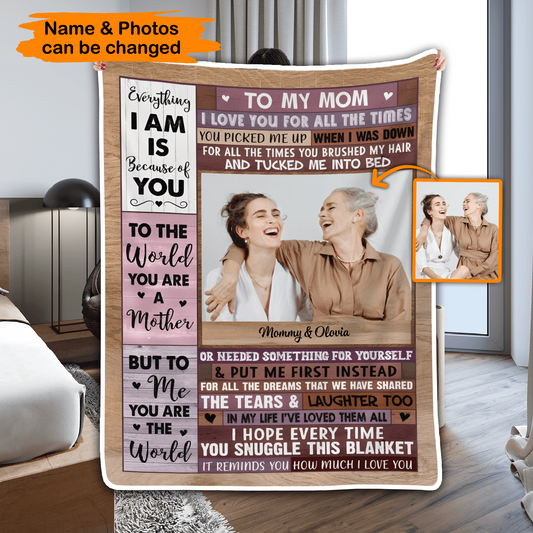 Photo Blanket for Mom - We Love You | Personalized Gift for Mom, Grandma, Wife | Birthday, Mother's Day or any occasion