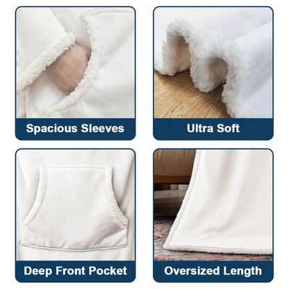 Custom Photo Best Dad Grandpa Mom Grandma Ever - Personalized Wearable Blanket With Sleeves