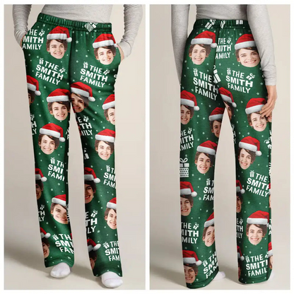 Custom Photo Christmas Gift Family Name - Personalized Pajama Pants