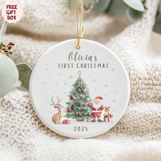 Personalized Baby's First Christmas Ornament, Custom Ceramic Keepsake