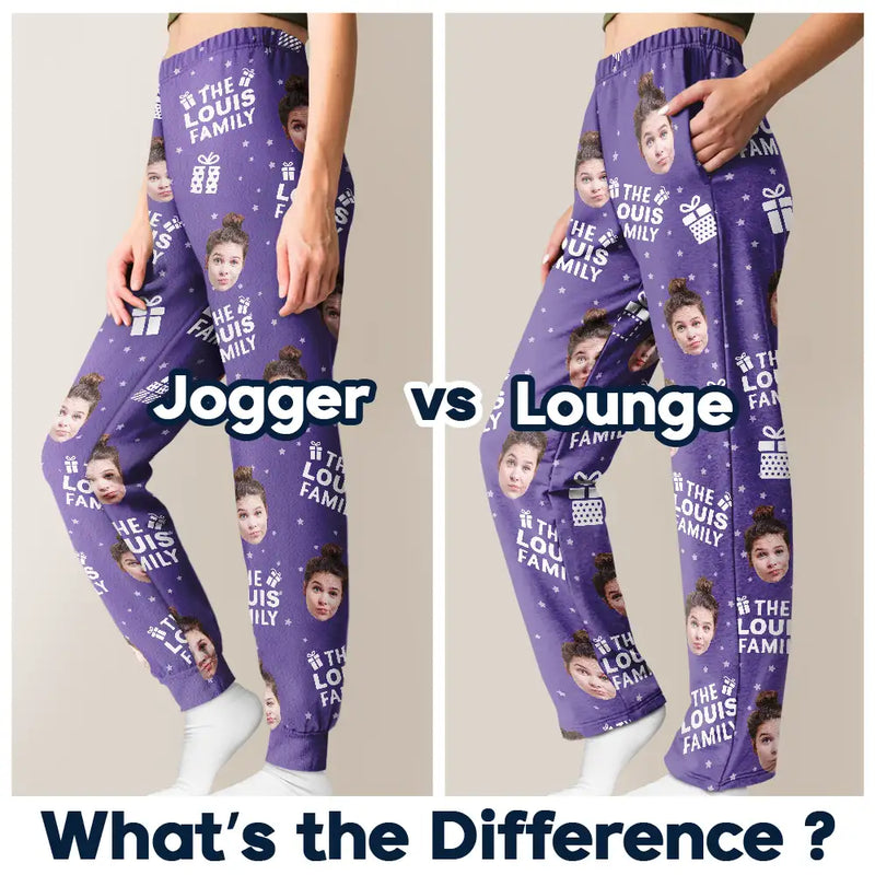 Custom Photo Christmas Gift Family Name - Personalized Pajama Pants