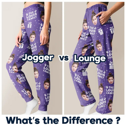 Custom Photo Christmas Gift Family Name - Personalized Pajama Pants