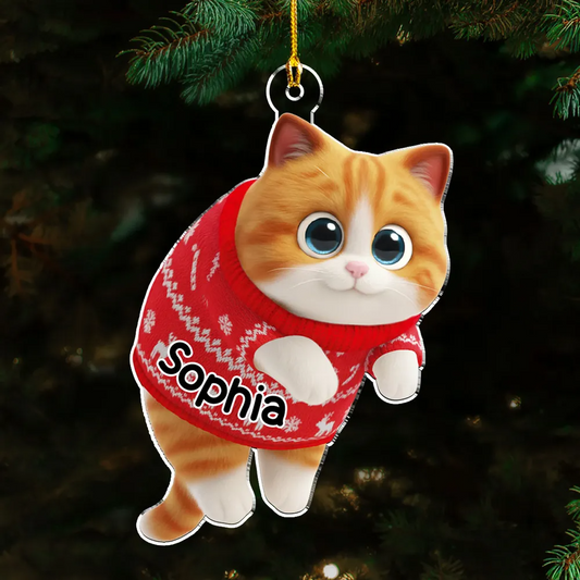 Hanging Cat Cartoonize - Personalized Custom Acrylic Ornament