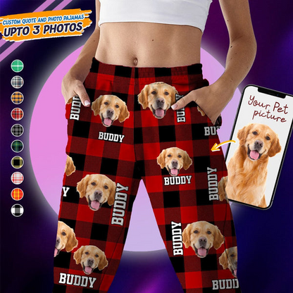 Custom Photo Name Dog Cat Flannel Pajamas