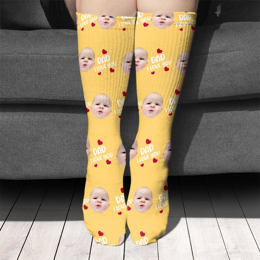 Custom Photo Face Kids Father's Dad Socks