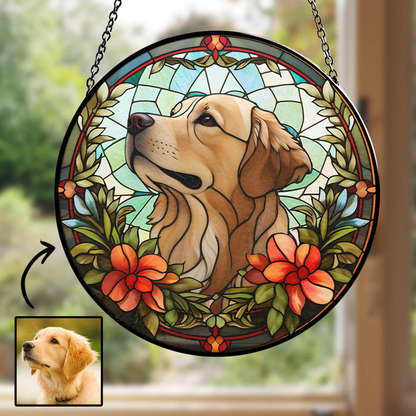 Portrait Lovely Dog - Personalized Custom Window Hanging Suncatcher