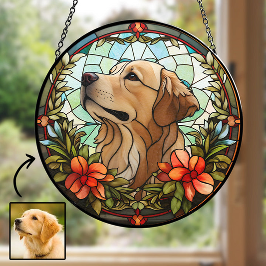 Portrait Lovely Dog - Personalized Custom Window Hanging Suncatcher