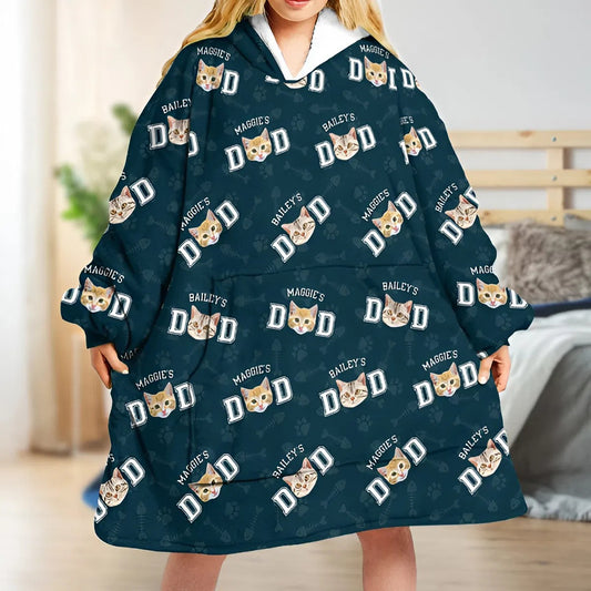 Custom Photo Cat Dad Cat Mom - Dog Dad Dog Mom Hoodie Blanket